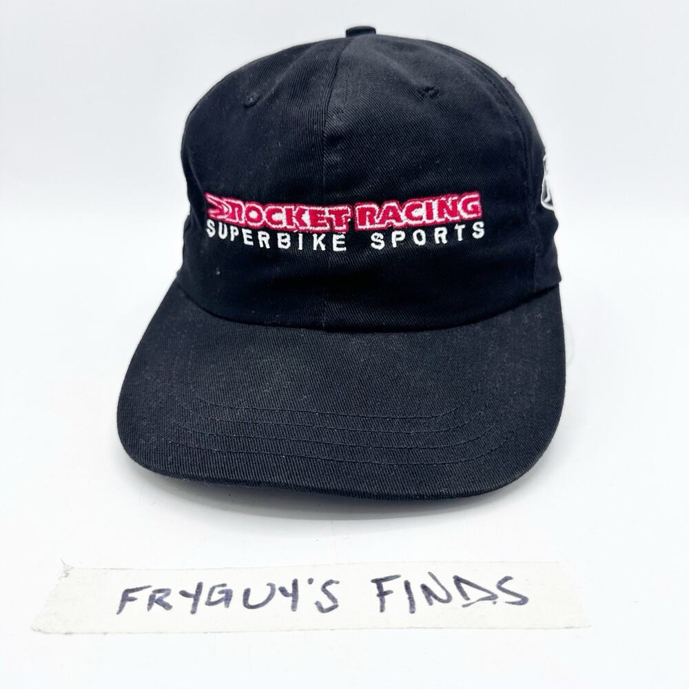 Vintage Y2K 2000s Joe Rocket Racing Superbike Sports Hat Black Motorcycles OSFA